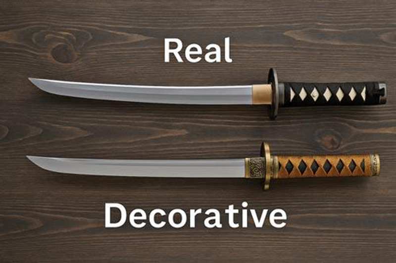 Display sword compared with functional sword for collectors