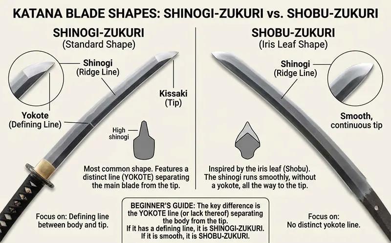 Traditional Japanese katana with shinogi-zukuri blade shape and visible ridge line Traditional Japanese katana with shinogi-zukuri blade shape and visible ridge line