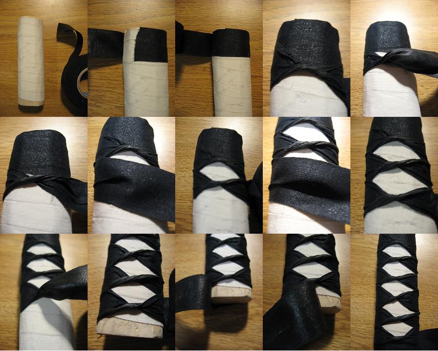 Step by step Tsukamaki katana handle wrapping process using tsuka ito cord Step by step Tsukamaki katana handle wrapping process using tsuka ito cord