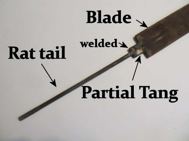 Traditional Japanese katana nakago tang with mekugi hole Traditional Japanese katana nakago tang with mekugi hole