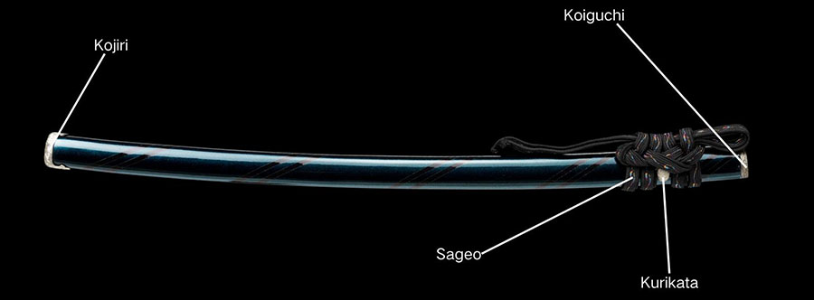 Katana saya koiguchi kurikata and kojiri scabbard fittings