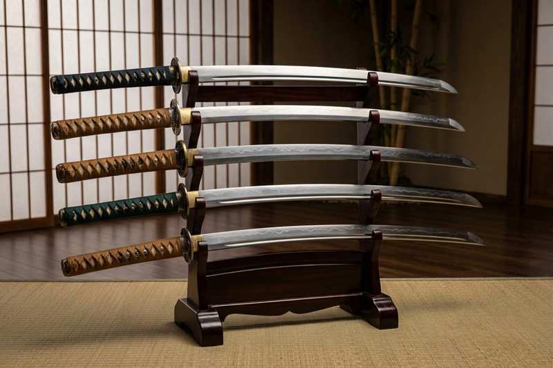 Real handmade katana sword with traditional Japanese fittings and hamon blade Real handmade katana sword with traditional Japanese fittings and hamon blade