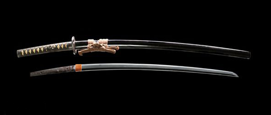 Traditional Japanese sword mountings with katana koshirae and fittings Traditional Japanese sword mountings with katana koshirae and fittings