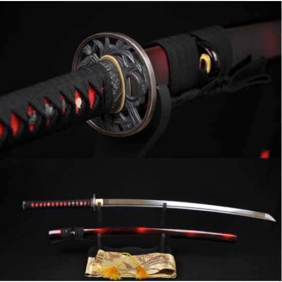 Musashi Design Tsuba Damascus Steel Oil Quenched Full Tang Blade Japanese Samurai Sword Musashi Design Tsuba Damascus Steel Oil Quenched Full Tang Blade Japanese Samurai Sword
