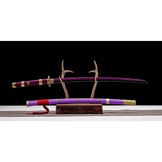 Anime Cosplay One Piece Roronoa Zoro Sword Purple Black Blade Anime Cosplay One Piece Roronoa Zoro Sword Purple Black Blade