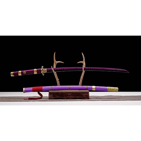 Anime Cosplay One Piece Roronoa Zoro Sword Purple Black Blade