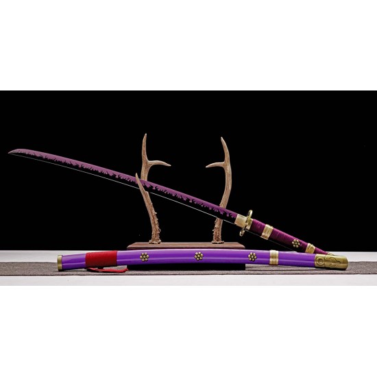 Anime Cosplay One Piece Roronoa Zoro Sword Purple Black Blade Anime Cosplay One Piece Roronoa Zoro Sword Purple Black Blade
