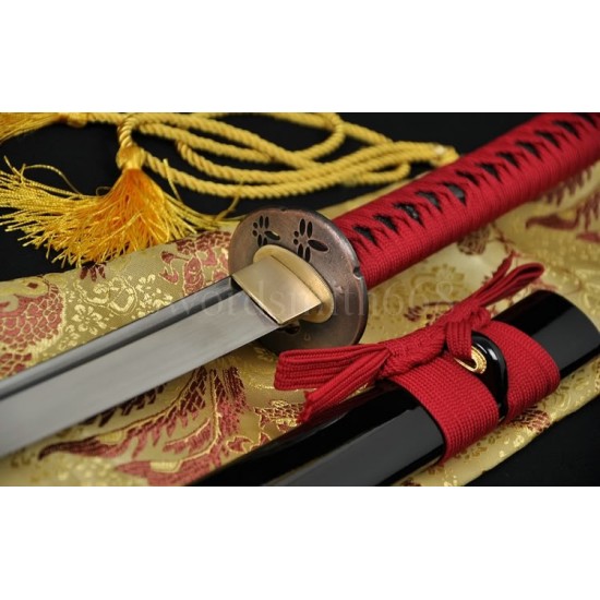 Dragonfly Koshirae Damascus Steel Oil Quenched Full Tang Blade Japanese KATANA Samurai Sword