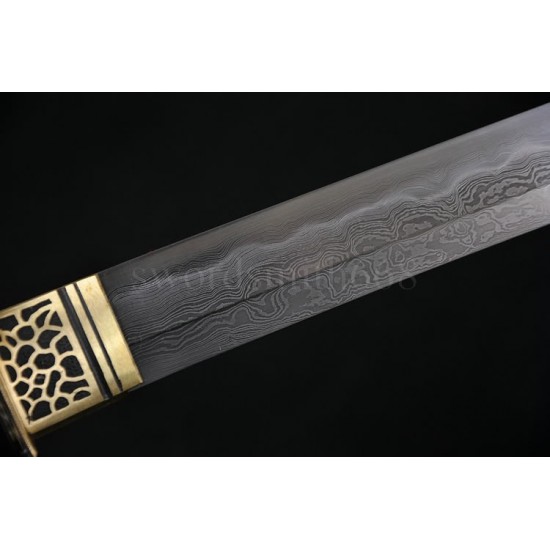 Fully Hand Forged Japanese Sword KATANA Damascus Steel Clay Tempered Full Tang Blade Iron Koshirae