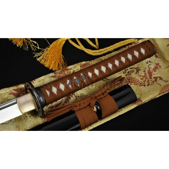  Musashi Design Tsuba Damascus Steel Oil Quenched Full Tang Blade Japanese Samurai Sword