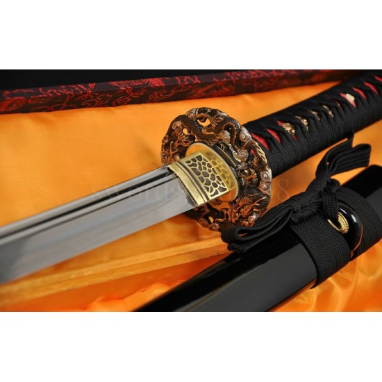 Japanese Samurai Dragon Sword KATANA Unokubi-Zukuri Full Tang Clay tempered Blade