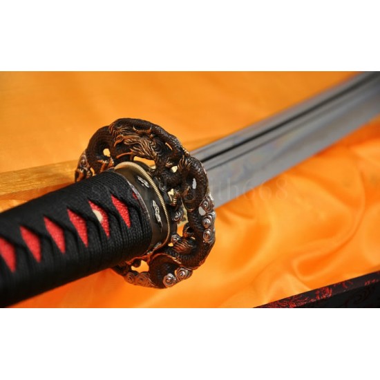 Japanese Samurai Dragon Sword KATANA Unokubi-Zukuri Full Tang Clay tempered Blade