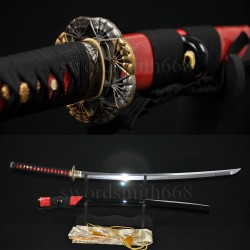 Japanese Samurai Sword KATANA Fully Hand Forged Damascus Steel Clay Tempered Full Tang Blade