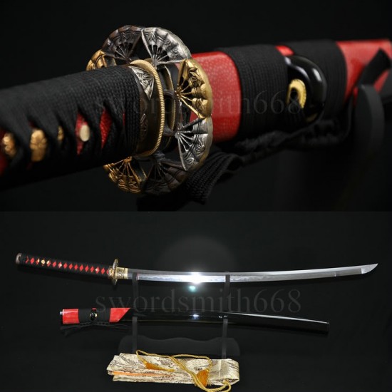 Japanese Samurai Sword KATANA Fully Hand Forged Damascus Steel Clay Tempered Full Tang Blade