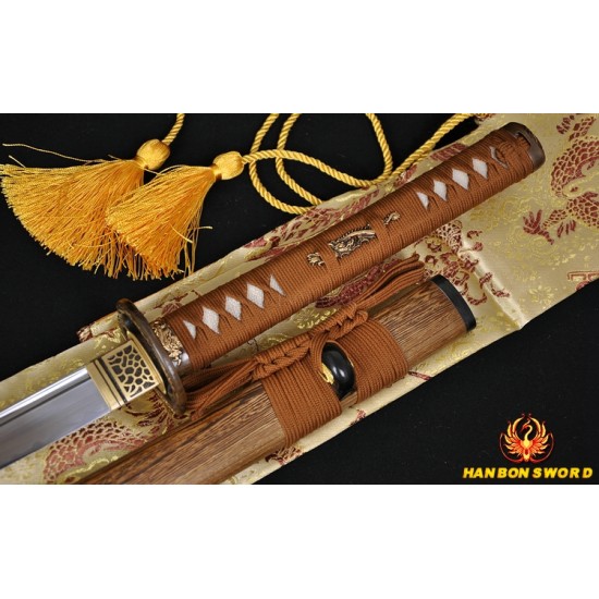 Hand Made Japanese Samurai KATANA Sword Unokubi-Zukuri Full Tang Clay tempered Blade