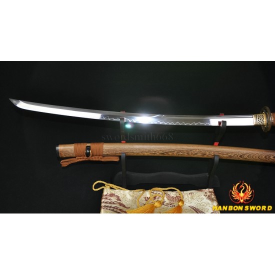 Hand Made Japanese Samurai KATANA Sword Unokubi-Zukuri Full Tang Clay tempered Blade