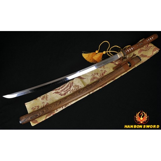 Hand Made Japanese Samurai Sword Unokubi-Zukuri Full Tang Clay tempered Blade