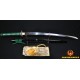 Green Tsuka-ito Japanese Samurai Sword KATANA Unokubi-Zukuri Full Tang Clay tempered Blade