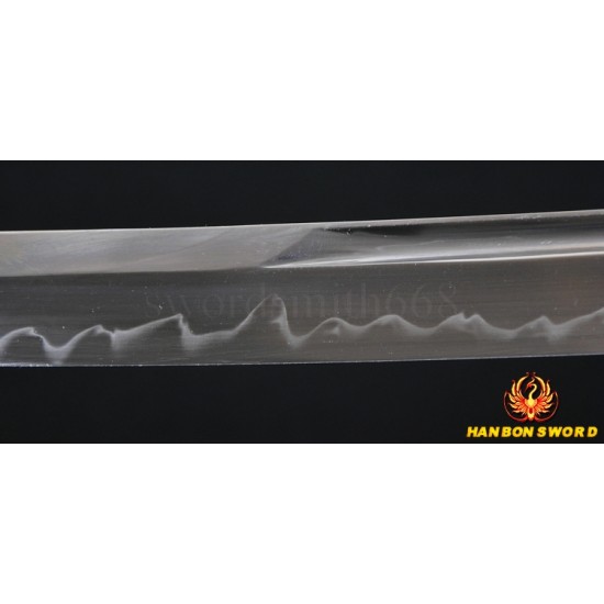 Japanese Samurai Sword Unokubi-Zukuri Full Tang Clay tempered Full Tang Blade