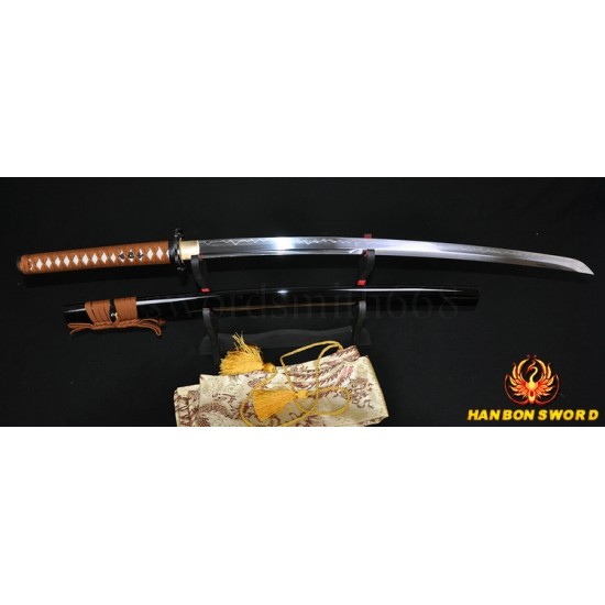 Japanese Samurai Sword Unokubi-Zukuri Full Tang Clay tempered Full Tang Blade