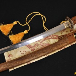 Fully Hand Forged Damascus Steel Clay Tempered Blade Dragon Koshirae Japanese Samurai Sword Wakizashi