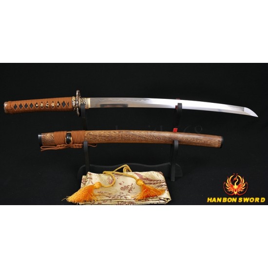 Fully Hand Forged Damascus Steel Clay Tempered Blade Dragon Koshirae Japanese Samurai Sword Wakizashi