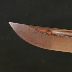 Hand Forged Black&Red Oil Quenched Damascus Oil Quenched Full Tang Blade Japanese Ninja Sword 