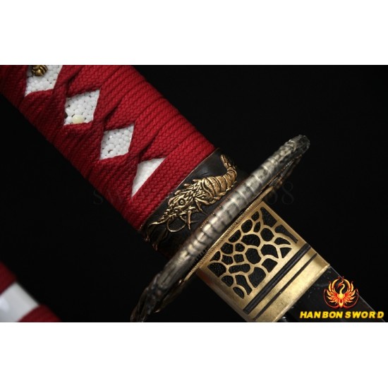 Japanese Samurai Sword Unokubi-Zukuri Full Tang Clay tempered Blade