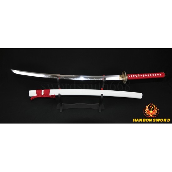 Japanese Samurai Sword Unokubi-Zukuri Full Tang Clay tempered Blade