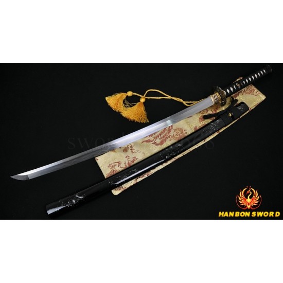 Fully Hand Forged Damascus Steel Clay Tempered Full Tang Blade Japanese Samurai Sword