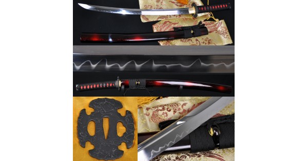 hand forged 1095 high carbon steel UNOKUBI-ZUKURI japanese samurai katana sword. 