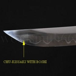 1095 high carbon steel Japanese Samurai Sword Wakizashi Unokubi-Zukuri Full Tang Clay tempered Blade