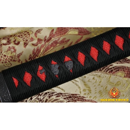 1095 high carbon steel Japanese Samurai Sword Wakizashi Unokubi-Zukuri Full Tang Clay tempered Blade