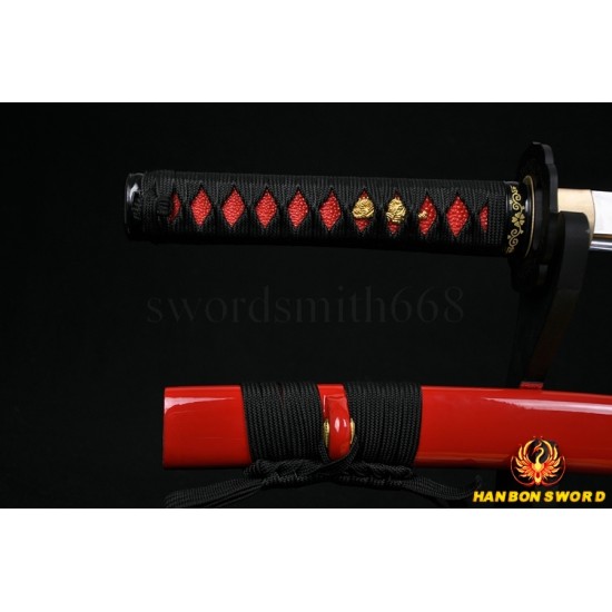 Japanese Samurai Sword Wakizashi Sword Unokubi-Zukuri Full Tang Clay tempered Blade