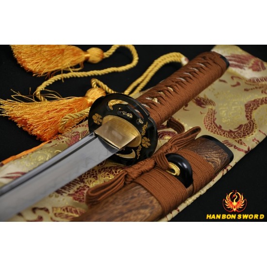 Japanese Samurai Sword Wakizashi Unokubi-Zukuri Full Tang Clay tempered Blade