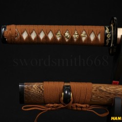 Japanese Samurai Sword Wakizashi Unokubi-Zukuri Full Tang Clay tempered Blade