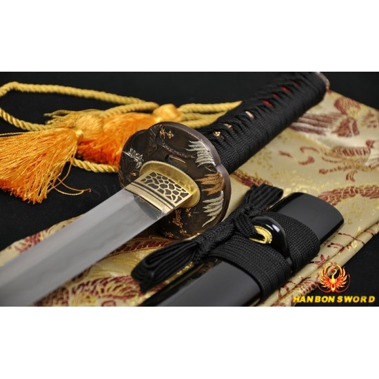 31" Japanese Samurai Sword Wakizashi Fully Hand Forged Damascus Steel Clay Tempered Full Tang Blade