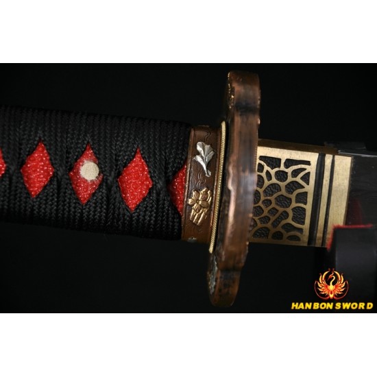 31" Japanese Samurai Sword Wakizashi Fully Hand Forged Damascus Steel Clay Tempered Full Tang Blade