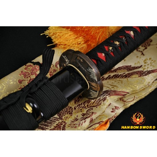 31" Japanese Samurai Sword Wakizashi Fully Hand Forged Damascus Steel Clay Tempered Full Tang Blade