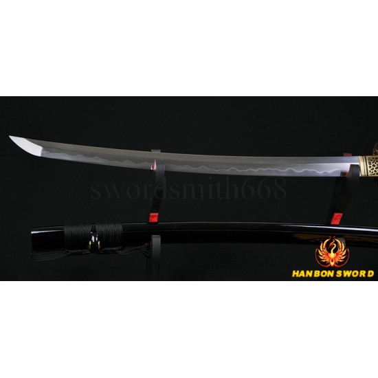 31" Japanese Samurai Sword Wakizashi Fully Hand Forged Damascus Steel Clay Tempered Full Tang Blade