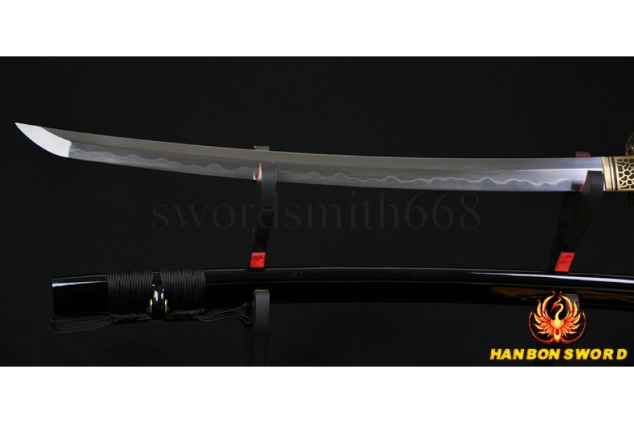 31"JAPANESE SAMURAI SWORD WAKIZASHI CLAY TEMPERED 8196 LAYERS FOLDED STEEL BLADE 