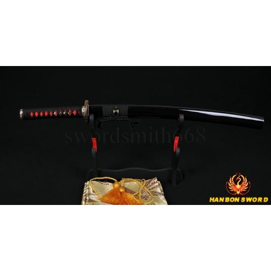 31" Japanese Samurai Sword Wakizashi Fully Hand Forged Damascus Steel Clay Tempered Full Tang Blade