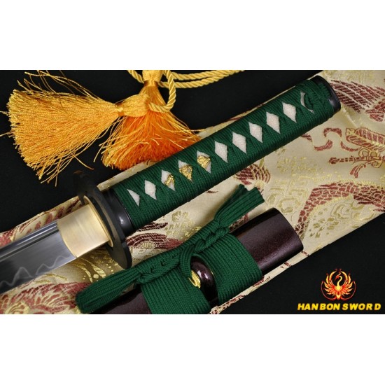 Japanese Samurai Sword WAKIZASHI Unokubi-Zukuri Full Tang Clay tempered Blade