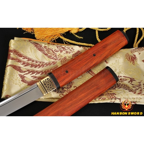 Japanese Samurai Sword Wakizashi SHIRASAYA Unokubi-Zukuri Full Tang Clay tempered Blade