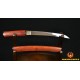 Hand Made Japanese Samurai Shirasaya Sword TANTO Clay Tempered Blade Red Wood SAYA&HANDLE