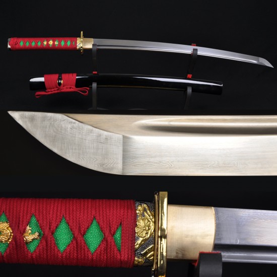 Fully Hand Made Janpense Samurai WAKIZASHI Damascus Steel Oil Quenched Full Tang Blade