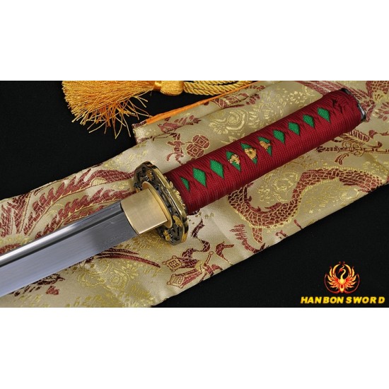 Fully Hand Made Janpense Samurai WAKIZASHI Damascus Steel Oil Quenched Full Tang Blade