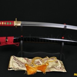 Fully Hand Made Janpense Samurai WAKIZASHI Damascus Steel Oil Quenched Full Tang Blade