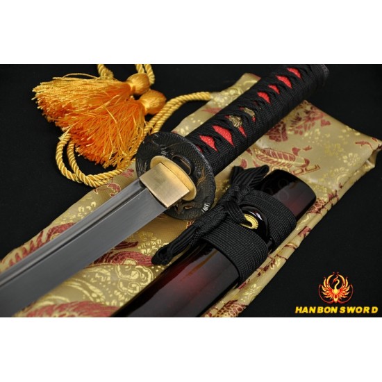 Dragon Koshirae Damascus Steel Oil Quenched Full Tang Blade Hand Made Japanese Samurai Sword WAKIZASHI