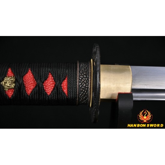 Dragon Koshirae Damascus Steel Oil Quenched Full Tang Blade Hand Made Japanese Samurai Sword WAKIZASHI